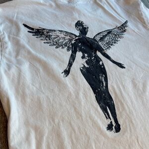 H&M White Tee Nirvana t-shirt with Black Angel Print AS0264